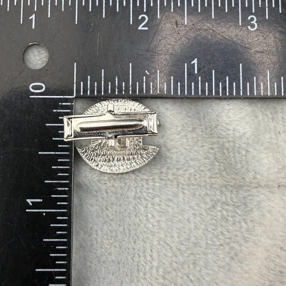 Vintage Cufflink Tiebar Clip‎ Set Silver Tone Blue Rhinestone